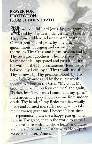 Prayer Card - Protection from Sudden Death 67326