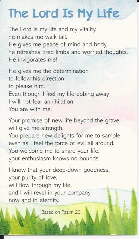 Prayer Card - The Lord Is My Life