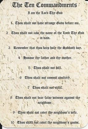 Prayer Card - The Ten Commandments 
