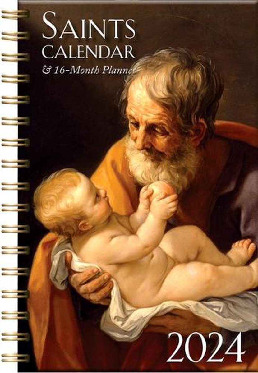 Saints Calendar & 16 Month Daily Planner Spiral Bound 2024
