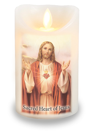 LED Candle/Scented Wax/Timer/Sacred Heart