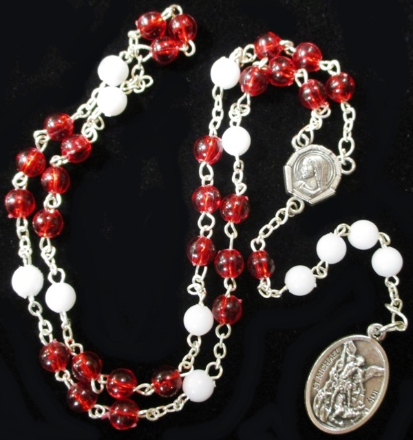 St. Michael Chaplet / Rosary (The Angelic Crown) - White & Red