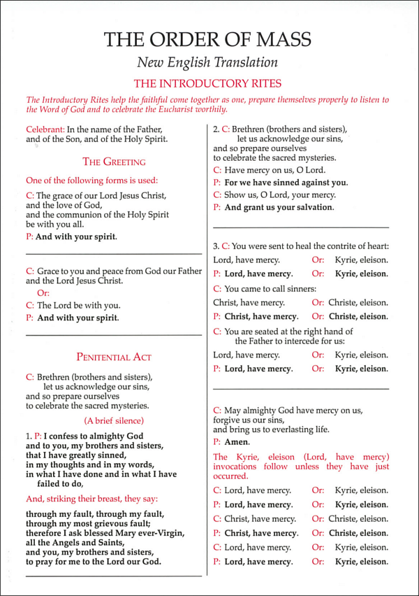The Order of Mass: New English Translation