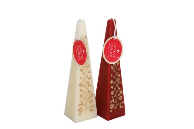 Pyramid Advent Candle Ivory/Red