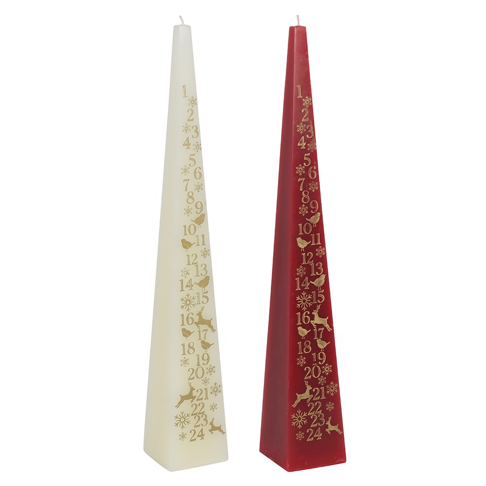 Pyramid Advent Candle Ivory/Red 30CM