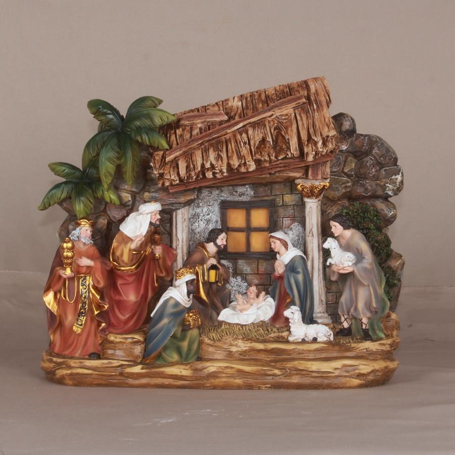 10" Nativity Set & Stable (with Light & Music)