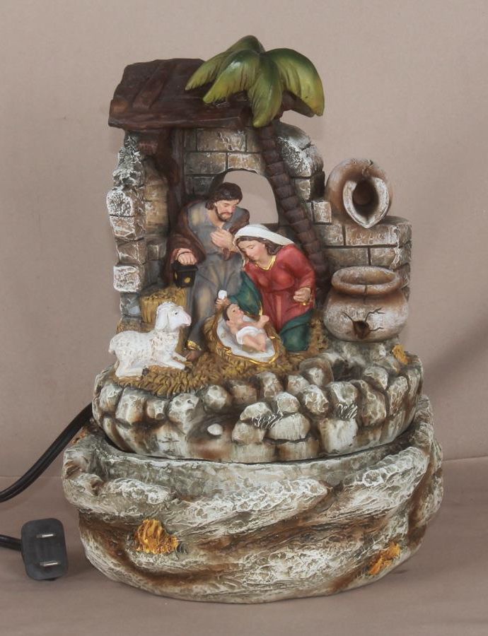 9" Nativity Set (with water fountain)